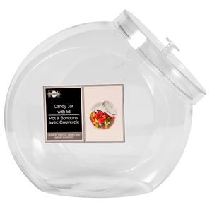 New Caterer's Corner Clear Plastic Candy Jar with Lid - 80 oz.